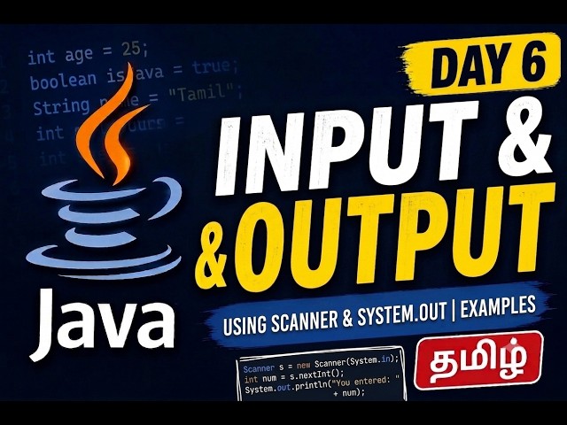 Java Input [Scanner Class] & Output | Day 6 | Java Tutorial for Beginners