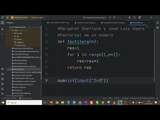 Iterative Factorial Functions in Python PYC2BACH IES Monterroso High School