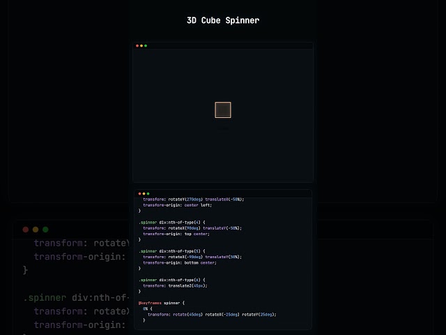 3D Cube Spinner Loader in HTML/CSS