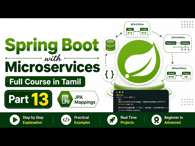 Spring Boot with Microservices Full Course in Tamil - Part 13 | JPA Mappings in Spring Boot
