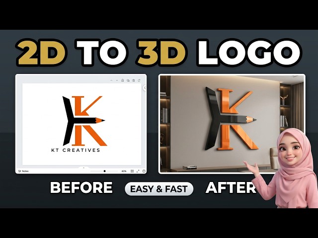 Canva Logo Design Tutorial | K + T Letter Mark Logo + Realistic Mockup #3dlogo #canvatutorial