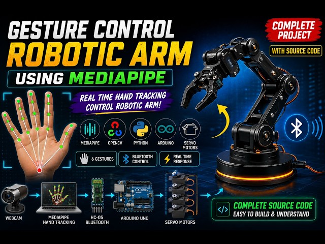 Gesture-Controlled Robotic Arm Using MediaPipe | Arduino + Python Complete Project