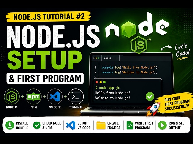 Node.js Setup & First Program | Install Node.js + VS Code | Node.js Tutorial for Beginners