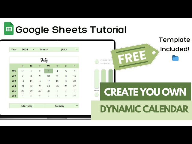 How to make an Dynamic Calendar in google sheets (+ Free Template) (Level 2)