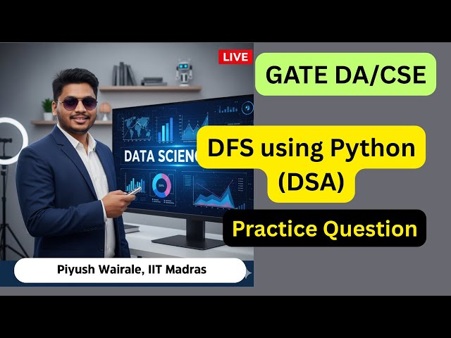 DFS using python | Data Structures using python | GATE Data Science and AI #gateda #gatecse