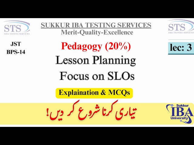 lesson Planning (Focus on SLOs) |Pedagogy Part | JST Preparation
