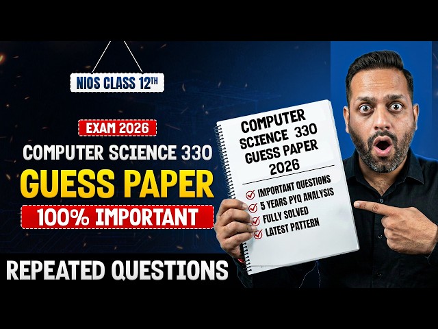 NIOS Class 12 Computer Science 330 Important Questions 2026 | NIOS Computer Science 330 Sample Paper