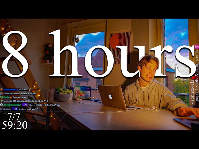 LIVE-Special from Belgium | 8-HOUR study with me in Gent 📚⛈️ rain sounds & pomodoro timer 60 & 10