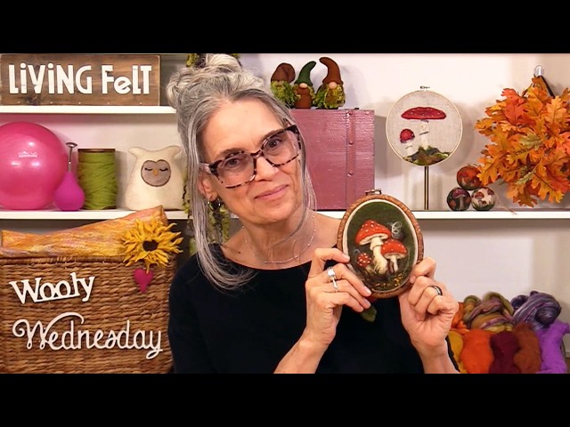 Needle Felt this Woodland Mushroom Plaque with Vintage Vibes for fall - full tutorial