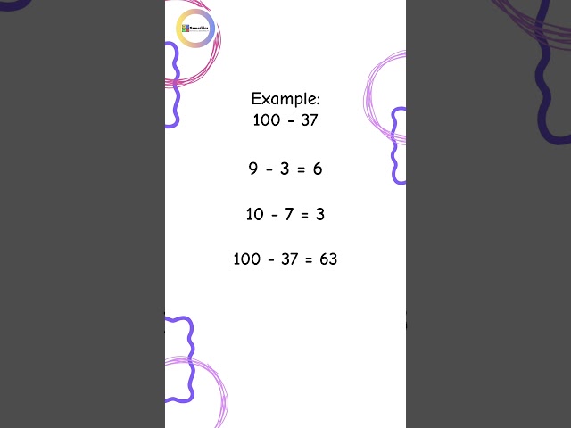 Subtract from 100 in Seconds! 💯✨  #mathisfun #mathsforlife #mathsexam #education #mathstricks tr