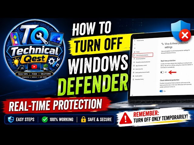 How to Turn Off Windows 11 Real-Time Protection | Windows Security Tutorial | Technical Quest 