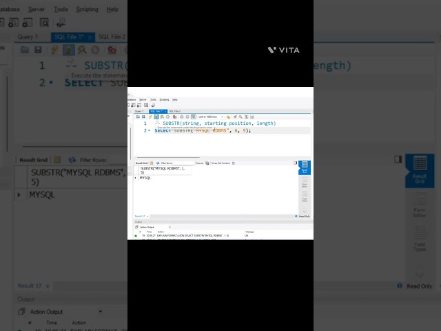 substr function in MYSQL #databaseconcepts #mysql #mysqldatabase #mysqltutorials #sql #sqlcommands