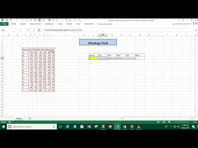 Vlookup with array function