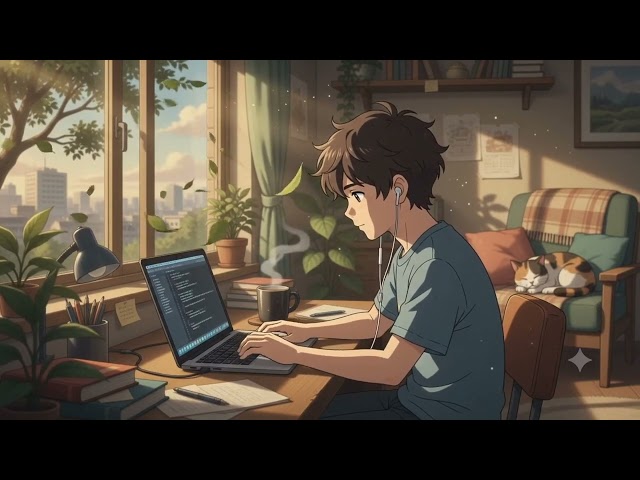 lofi boy windy afternoon coding 🖥️ 1hr of deep focus lofi mix for deep concentration