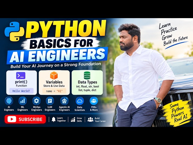Python for AI Engineers 🔥 | Variables, Print() & Data Types | AI/ML, GenAI, LLM & Agentic AI
