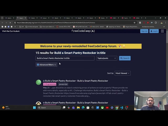 Js on freecodecamp - build a smart pantry restocker part 2