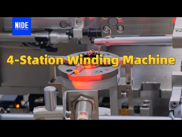 4-Station Winding Machine in Operation | NIDE Motor Manufacturing Equipment