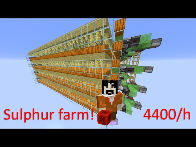 Fast+modular Sulphur Spike/Block Farm, 1100 spikes/hour and module, Minecraft Java 26.2+