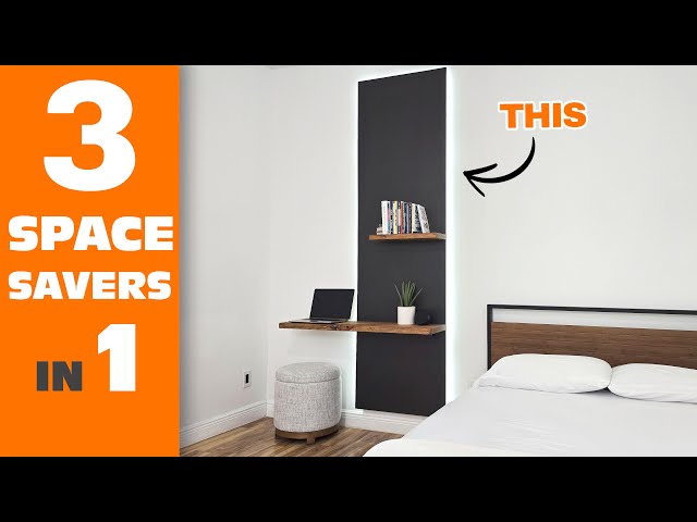 DIY Wall Shelf & Desk Combo with LED Lights ( space saving room improvement ) // DIY Creators