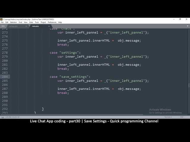 Live chat app | Part30 Save Settings | Javascript, AJAX, HTML, CSS, JSON, PHP, MYSQL Tutorial