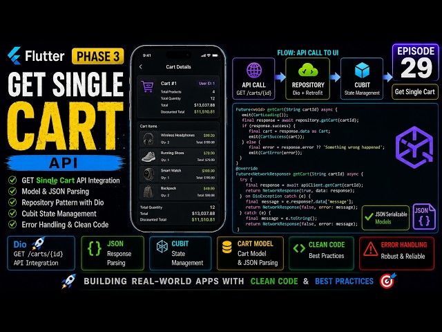 Phase 3: Production Ready App | Episode 29 | Get Single Cart API with Flutter BLoC