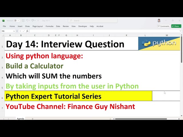 Day 14: Interview Question | Build Calculator (Sum) in Python | Finance Guy Nishant