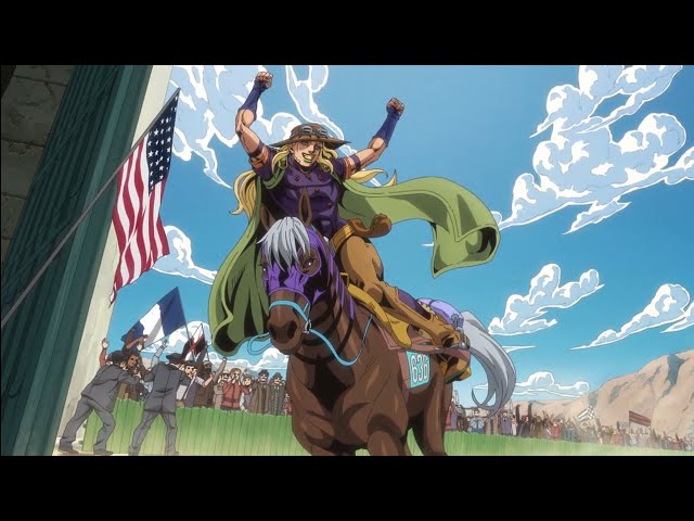 Gyro Zeppeli wins the first stage of race.   #jojo #sbr #jonny joestar #araki         