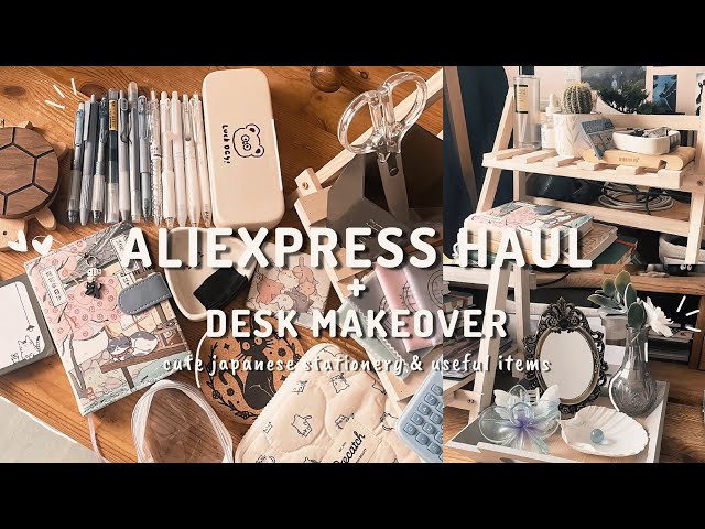 aliexpress haul + desk makeover 🍡| cute japanese stationery & useful items