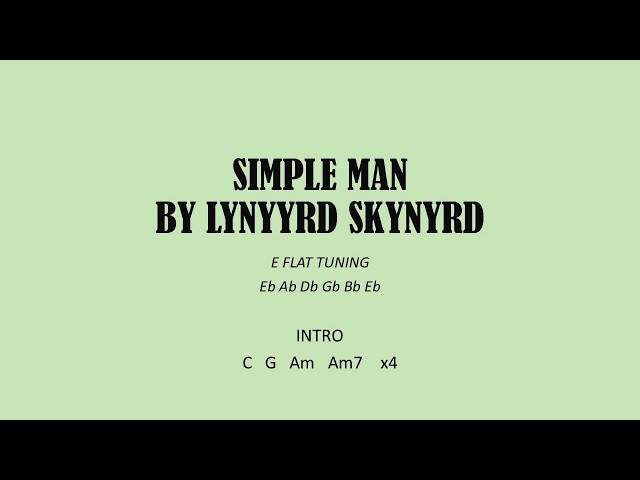 Simple Man by Lynyrd Skynyrd - Easy Chords and Lyrics