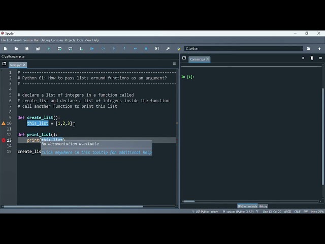 Python 61: How to pass lists around functions as an argument?