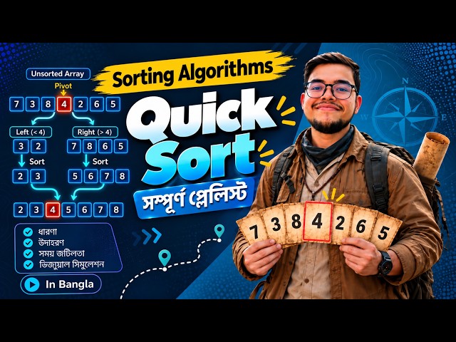 Quick Sort Algorithm | Simulation | Time Complexity | Code | Explained in Bangla