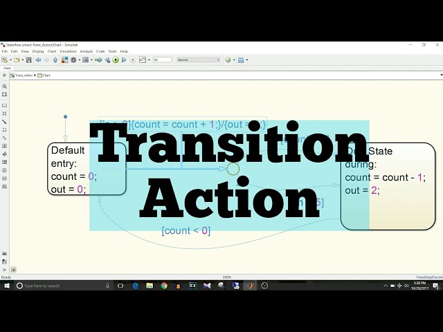 Simulink Tutorial - 44 - Stateflow - Transition Action