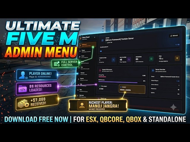 [FREE] 🤯 All-In-One Admin Panel | Player Management & Live Logs | ESX/QBCore/QBox | MJ DEVELOPMENT