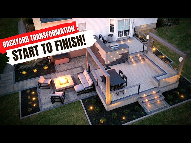 EPIC Modern Backyard MAKEOVER - Deck and Patio Build Time Lapse