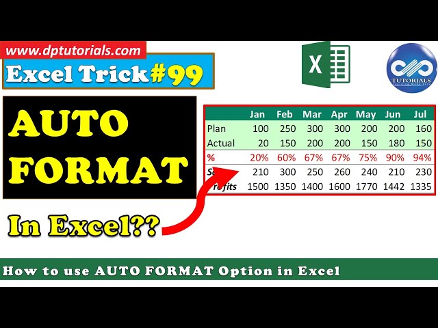 Cómo usar la opción FORMATO AUTOMÁTICO en Excel || Trucos de Excel || dptutorials