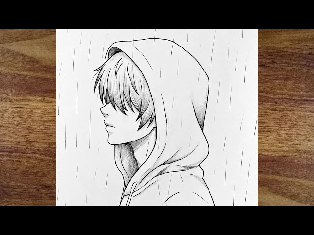 Anime Boy Hoodie Drawing | Easy Step by Step | Pencil Sketch Tutorial for Beginners