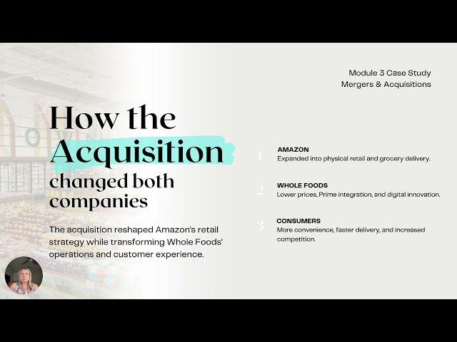 Module 3 Case Study Presentation Amazon's Acquisition of Whole Foods by Kelsey Walker - BLAW 3202