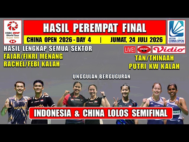 INDONESIA ADVANCES TO SEMIFINALS ~ Full Results of China Open 2026 Quarterfinals Today ~ FAJAR/FI...