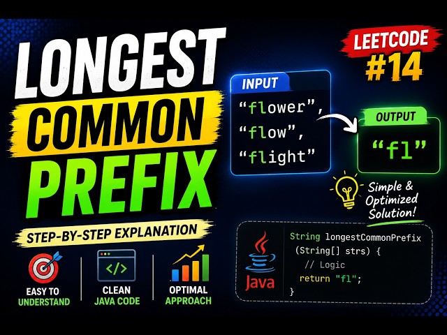 Longest Common Prefix | LeetCode 14 | Java | Best & Optimal Solution | Step-by-Step Explanation