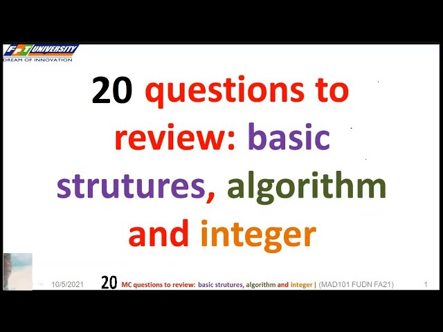 {MAD 02} 20 questions about SETS, ALGORITHM and INTEGERS | Discrete Mathematics | Teacher ANH FPT