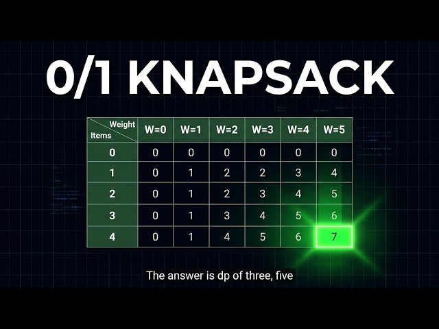 0/1 Knapsack Explained | Dynamic Programming Visual Walkthrough | Python O(n·W)