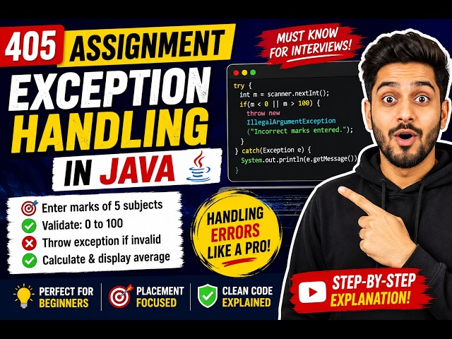 405. Assignment - Exception Handling in Java (Selenium Java 2026)