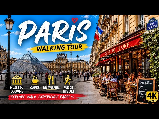 🇫🇷 PARIS WALKING TOUR 4K | Louvre Museum, Rue de Rivoli, Cafés & Restaurants ☕🥐 @WORLDONWHEEL_8353 