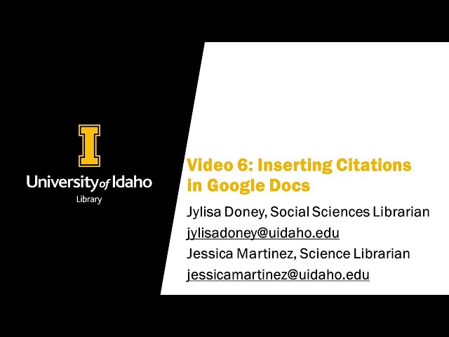 Video 6: Inserting Citations in Google Docs with Zotero