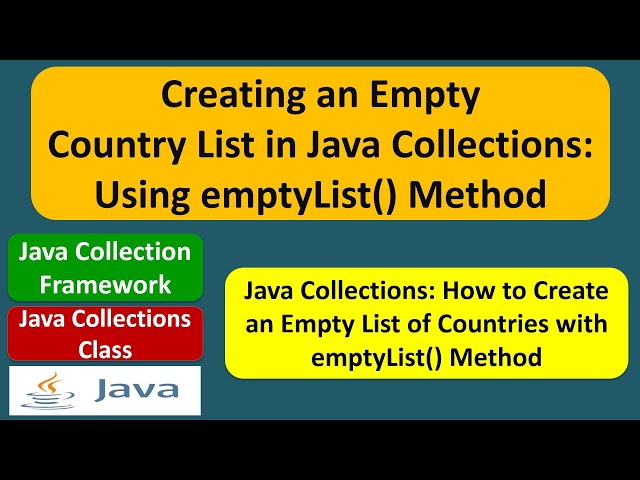 Creating an Empty Country List in Java Collections: Using emptyList() Method