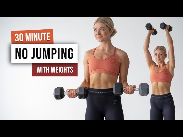 30 MIN NO JUMPING ALL STANDING HIIT With Weights - No Repeat, Low Impact Home Workout