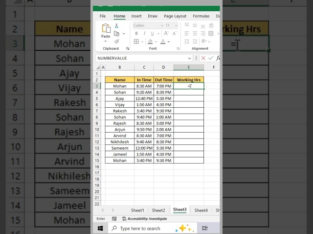 Calculate Working Hours in Excel in Seconds! 😱🔥 #ExcelTips