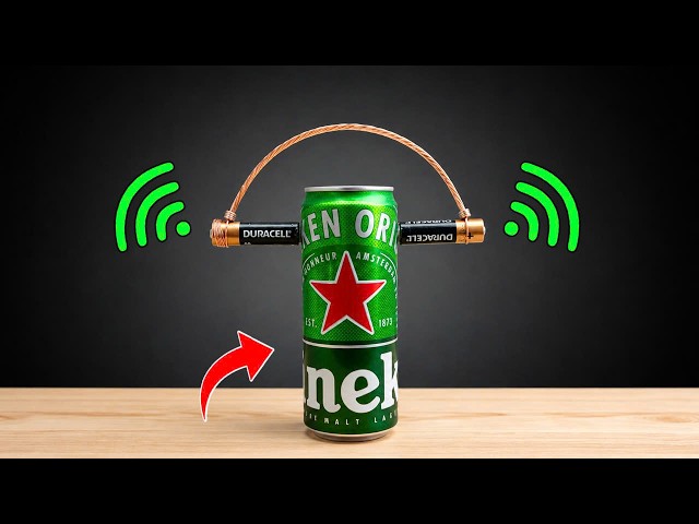 No WIFI Needed! Put Duracell Battery in a Heineken Can and Enjoy!
