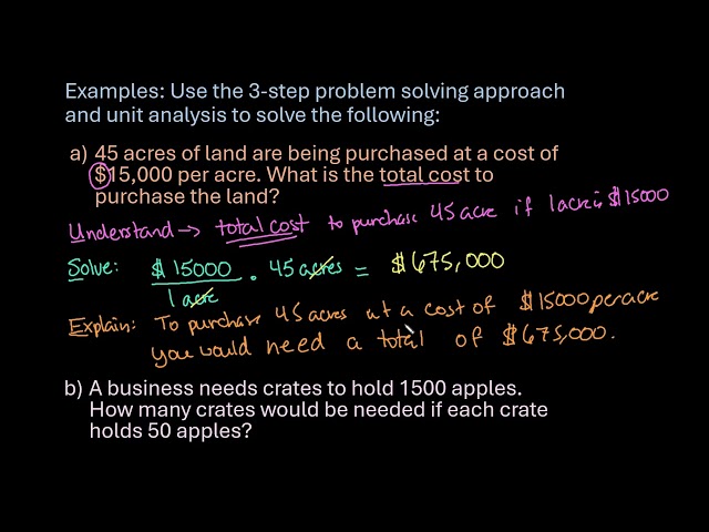 Unit Analysis with a 3 step Problem Solving Approach