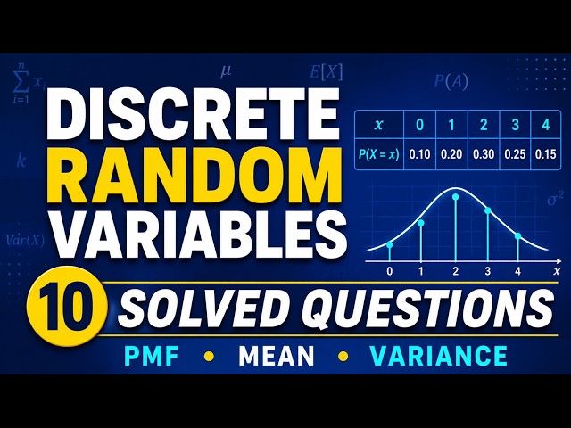 Discrete Random Variables: 10 Solved Questions | PMF, Mean & Variance